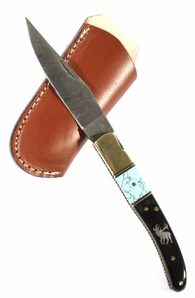 Premium Buck Hunting Knife – Custom Damascus Steel & Buffalo Horn Handle main image 1