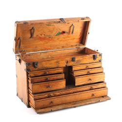 Antique Solid Oak Machinist Tool Chest