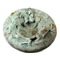 Early Longhorn Cattle High-Relief Pottery Bowl
