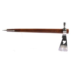 Plains Indian Style Pewter Inlaid Pipe Tomahawk
