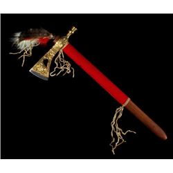 Plains Indian Style Engraved Brass Pipe Tomahawk