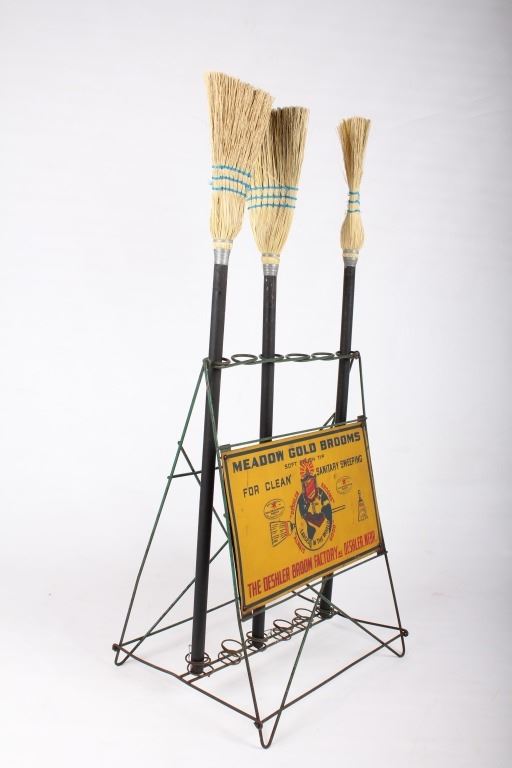 Rare Meadow Gold Brooms Deshler Broom Factory Rack