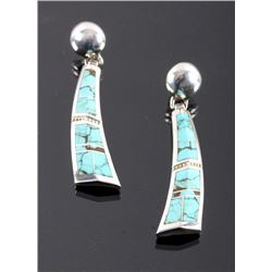 Signed Navajo Sterling Silver Turquoise Earrings