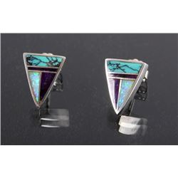 Signed Navajo Sterling Silver Turquoise Earrings