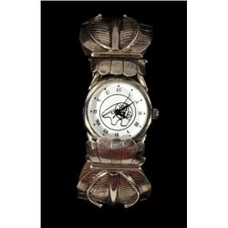Zuni Sterling Silver Feather Motif Watch
