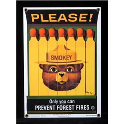 Smokey Bear U.S. Forest Service Porcelain Sign