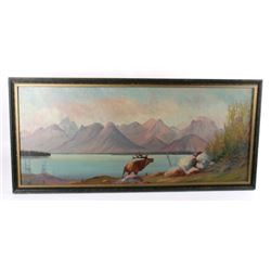 Early 1900 Original Oil Landscape Painting by Raze