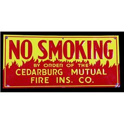 1930's No Smoking Cedarburg Mutual Tin Sign