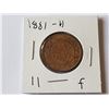 Image 1 : 1881 H Large Penny