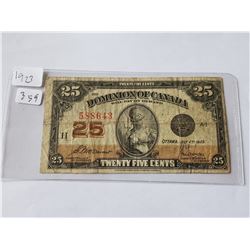 1923 25 CENT SHIN PLASTER