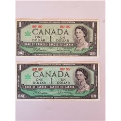 2-1967 NSN One Dollar Bills