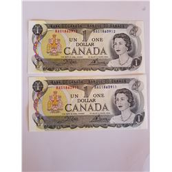 2-1973 UNC One Dollar Bills CSN