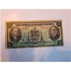 1935  Royal Bank Of Canada $5 Bill