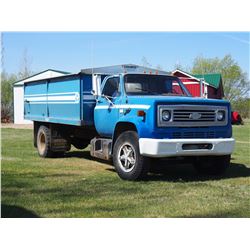 1980 Chevrolet 70 V8 Gas Truck, 15’ Box And hoist W/ Roll Tarp, 5 Speed and Two