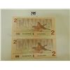 Image 1 : 2 CANADIAN 2$ BANK NOTES/ EGJ5670-598/EGJ5670-599