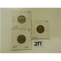 3 BUFFALO/INDIAN HEADS/1936