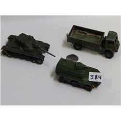 3 DINKY TOYS FRENCH/GERMAN TANKS/TRUCK DIE CAST