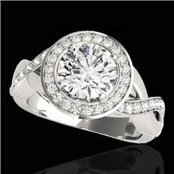 2 CTW H-SI/I Certified Diamond Solitaire Halo Ring 10K White Gold - REF-241M5H - 33276
