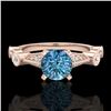Image 2 : 1.03 CTW Fancy Intense Blue Diamond Solitaire Art Deco Ring 18K Rose Gold - REF-114X5T - 37678