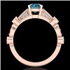 Image 4 : 1.03 CTW Fancy Intense Blue Diamond Solitaire Art Deco Ring 18K Rose Gold - REF-114X5T - 37678