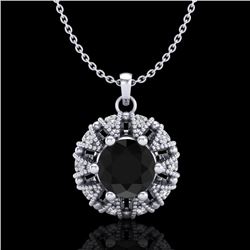 1.2 CTW Fancy Black Diamond Art Deco Micro Pave Stud Necklace 18K White Gold - REF-82T8M - 37737