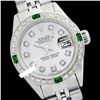 Image 1 : Rolex Men's Stainless Steel, QuickSet, Diam Dial & Diam/Emerald Bezel - REF-521H4W