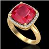 Image 2 : 6 CTW Ruby & Micro Pave Halo VS/SI Diamond Ring 18K Yellow Gold - REF-77T3M - 23103