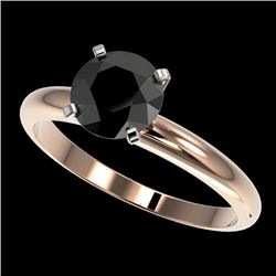1.50 CTW Fancy Black VS Diamond Solitaire Engagement Ring 10K Rose Gold - REF-47W3F - 32926