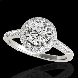 1.5 CTW H-SI/I Certified Diamond Solitaire Halo Ring 10K White Gold - REF-170H9A - 33481