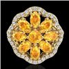 Image 2 : 3 CTW Citrine & VS/SI Diamond Cluster Designer Halo Ring 10K Yellow Gold - REF-52W2F - 20778