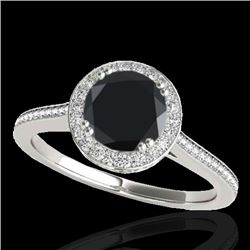 1.55 CTW Certified VS Black Diamond Solitaire Halo Ring 10K White Gold - REF-90T2M - 33529