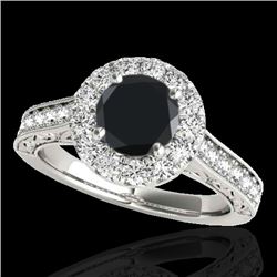1.7 CTW Certified VS Black Diamond Solitaire Halo Ring 10K White Gold - REF-84W4F - 33727