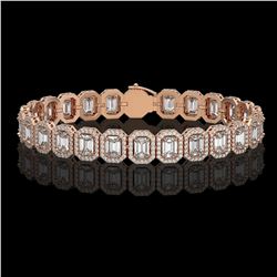 17.28 CTW Emerald Cut Diamond Designer Bracelet 18K Rose Gold - REF-3582A4X - 42789