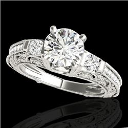 1.38 CTW H-SI/I Certified Diamond Solitaire Antique Ring 10K White Gold - REF-174F5N - 34639