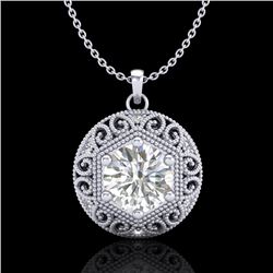 1.11 CTW VS/SI Diamond Solitaire Art Deco Stud Necklace 18K White Gold - REF-315F2N - 36923