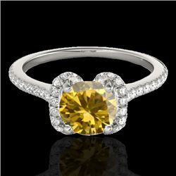 1.33 CTW Certified Si/I Fancy Intense Yellow Diamond Solitaire Halo Ring 10K White Gold - REF-163W5F