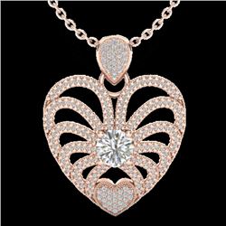 3 CTW Micro Pave VS/SI Diamond Heart Necklace 14K Rose Gold - REF-739Y2K - 20504