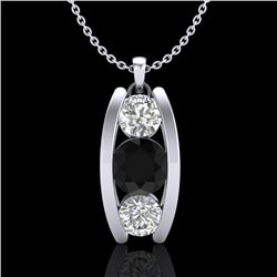 1.07 CTW Fancy Black Diamond Solitaire Art Deco Stud Necklace 18K White Gold - REF-94Y5K - 37772
