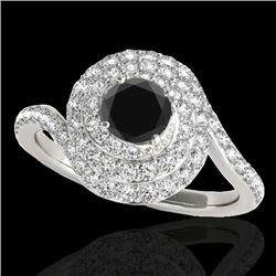1.86 CTW Certified VS Black Diamond Solitaire Halo Ring 10K White Gold - REF-89Y3K - 34507
