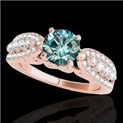 1.7 CTW Si Certified Fancy Blue Diamond Solitaire Ring 10K Rose Gold - REF-180X2T - 35265