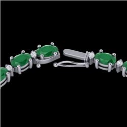 35 CTW Emerald & VS/SI Diamond Eternity Tennis Necklace 10K White Gold - REF-200W8F - 21592