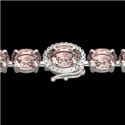 18.25 CTW Morganite & VS/SI Diamond Eternity Micro Halo Bracelet 14K White Gold - REF-227H3A - 40237