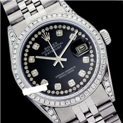 Rolex Men's Stainless Steel, QuickSet, Diamond Dial & Diamond Bezel - REF-587Y5X