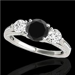 1.75 CTW Certified VS Black Diamond 3 Stone Ring 10K White Gold - REF-107T5M - 35352