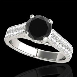 2.11 CTW Certified VS Black Diamond Pave Ring 10K White Gold - REF-88M9H - 35467