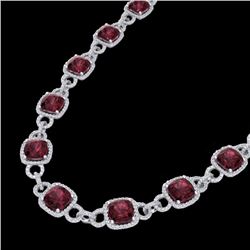 66 CTW Garnet & Micro VS/SI Diamond Eternity Necklace 14K White Gold - REF-794N5Y - 23043