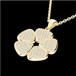 0.80 CTW Micro Pave VS/SI Diamond Designer Necklace 14K Yellow Gold - REF-69Y6K - 22603