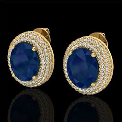 9.20 CTW Sapphire & Micro Pave VS/SI Diamond Earrings 18K Yellow Gold - REF-190A2X - 20235