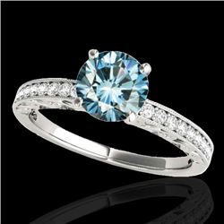 1.43 CTW Si Certified Blue Diamond Solitaire Antique Ring 10K White Gold - REF-180A2X - 34617