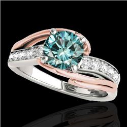 1.5 CTW Si Certified Fancy Blue Diamond Bypass Solitaire Ring 10K White & Rose Gold - REF-218Y2K - 3